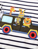 Animal Friends Striped Appliqué T-shirt - Bebehanna