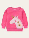 Animal Unicorn Appliqué Embroidered Sweatshirt - Bebehanna