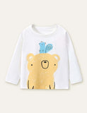 Bear and Squirrel Printed Long-Sleeved T-shirt - Bebehanna