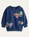 Butterfly Appliqué Long Sleeve Sweatshirt