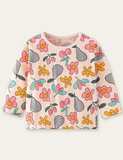 T-shirt met lange mouwen en cartoon bloemen- en fruitprint