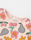 Cartoon Flower and Fruit Printed Long Sleeve T-shirt - Bebehanna