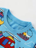 Cartoon Helicopter Full Printed Long-Sleeved T-shirt - Bebehanna