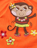 Cartoon Monkey Embroidered Flower T-shirt Set - Bebehanna