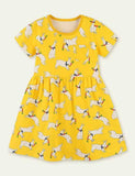 Cartoon Rabbit Print Short Sleeve Princess Dress - Bebehanna