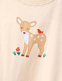 Deer and Bird Printed Long-Sleeved T-shirt - Bebehanna