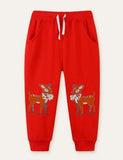 Deer Floral Appliqué Sweatpants - Bebehanna