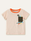 Dinosaur Printed Pocket T-shirt - Bebehanna