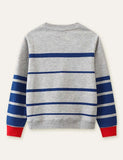 Dinosaur Printed Striped Sweatshirt - Bebehanna