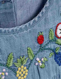 Embroidered Denim Princess Dress - Bebehanna