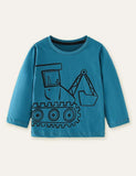 Excavator Printed Long-Sleeved T-shirt - Bebehanna