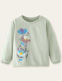 Floral and Bee Printed Long Sleeve T-shirt - Bebehanna