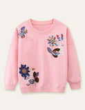 Floral Rabbit Butterfly Appliqué Sweatshirt - Bebehanna