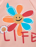 Flower Letter Printed Zipper Jacket - Bebehanna