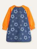 Flower Printed Denim Dress - Bebehanna