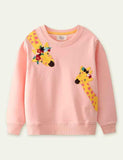 Giraffe Appliqué Long-Sleeved Sweater - Bebehanna