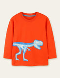 Glowing Dinosaur Printed Long Sleeve T-shirt - Bebehanna