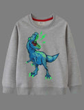 Glowing Dinosaur Printed Sweater - Bebehanna