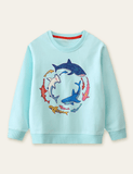 Glowing Shark Printed Sweatshirt - Bebehanna