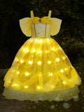 Glowing Short-sleeve Belle Princess Dress Up for Girls Costume Party - Uporpor - Bebehanna