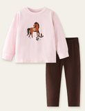 Horse Printed Long-Sleeve Set