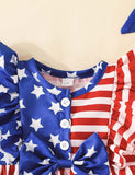 Independence Day Baby Flying Sleeve Striped Romper - Bebehanna