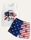 Independence Day Printed Striped Set - Bebehanna