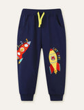 Lion Tiger Rocket Appliqué Sweatpants