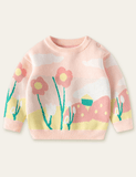סוודר מודפס פרחים מסדרת צבע מקרון