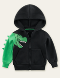 One-Armed Dinosaur Printed Zip Sweatshirt - Bebehanna