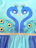 Peacock Printed Mesh Party Dress - Bebehanna
