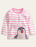 Penguin Embroidered Long Sleeve T-shirt - Bebehanna