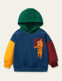 Pocket Tiger Appliqué Embroidery Thicken Hoodie