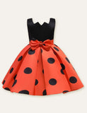 Polka Dot Bow Sleeveless Party Dress - Bebehanna