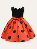 Polka Dot Bow Sleeveless Party Dress - Bebehanna