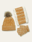 Pom Pom Hat Scarf Gloves Three-Piece Set