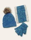 Pom Pom Hat Scarf Gloves Three-Piece Set - Bebehanna