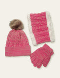 Pom Pom Hat Scarf Gloves Three-Piece Set - Bebehanna