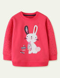 Rabbit Embroidered Long-Sleeved Sweatshirt - Bebehanna