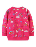 Rainbow Clouds Pony Print Terry Long-Sleeved Sweater - Bebehanna