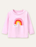 Rainbow Clouds Printed Long-Sleeved T-shirt - Bebehanna