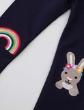 Rainbow Embroidered Rabbit Appliqué Leggings - Bebehanna