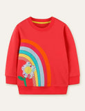 Rainbow Flower Appliqué Sweatshirt - Bebehanna