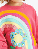 Rainbow Flower Appliqué Sweatshirt Set - Bebehanna