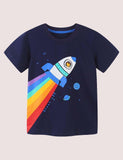 Rainbow Rocket Print T-shirt - Bebehanna