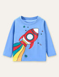 Rainbow Rocket Printed Long Sleeve T-shirt - Bebehanna