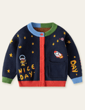 Rocket Planet Embroidery Sweater Cardigan - Bebehanna