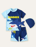 Shark Swim Suit + Cap - Bebehanna