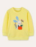 Shy Rabbit Appliqué Carrot Embroidered Sweatshirt - Bebehanna
