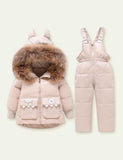 Solid Color Glossy down Jacket Suit - Bebehanna